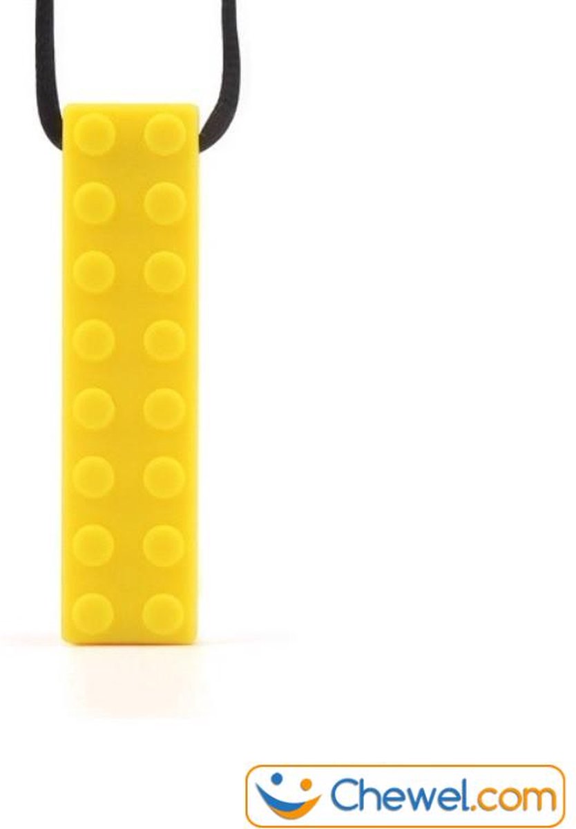 Bijtketting bouwblokje Kauwketting | bouwblokje | Diverse kleuren - Geel